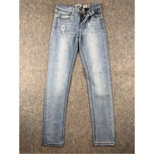 Indigo Rein Skinny Ankle Jeans Women's Size 5 Blue Denim Distressed Light Wash